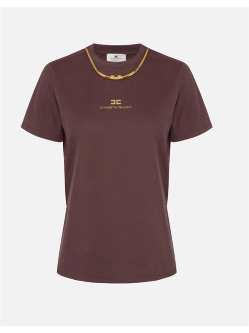 T-SHIRT WITH NECKLACE ELISABETTA FRANCHI | MA02856E2EA4 Merlot